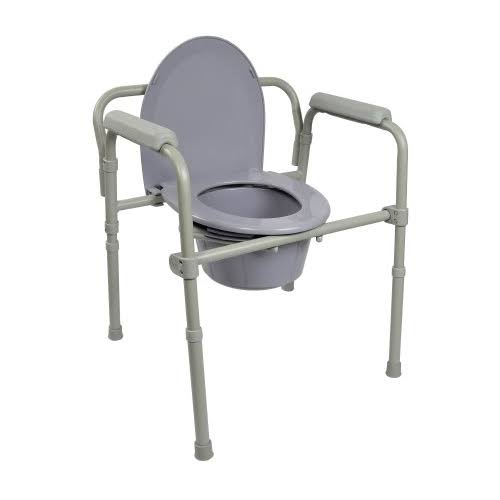 McKesson Folding Commode Chair Fixed Arm Steel Back Bar Up to 350 lbs., Multicolor