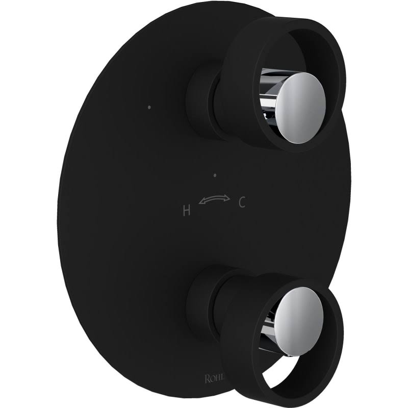 Rohl EC12W2IWMBC Eclissi 1/2x22 Thermostatic Trim with Diverter Finish: Matte Black/Polished Chrome