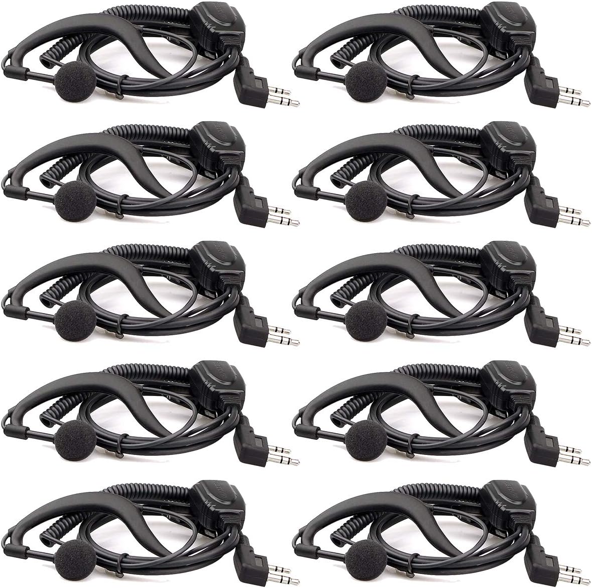 Retevis Walkie Talkie Earpiece for Retevis H-777 RT22 RT21 Baofeng 888S UV-5R,Two Way Radio G Type Length Adjustable Headset with Mic(10 Pack) Pack of 2
