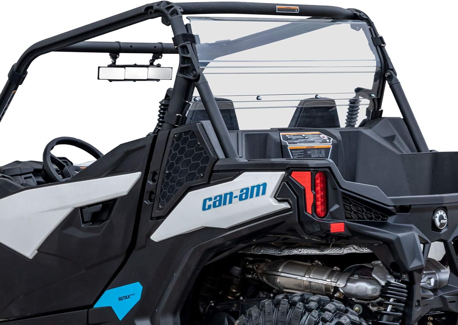 SuperATV Rear Windshield for 2018+ Can Am Maverick Trail 800/1000/DPS | Made of 1/4” Clear Polycarbonate—250x Stronger Than Glass and 25x Stronger Than Acrylic | USA Made