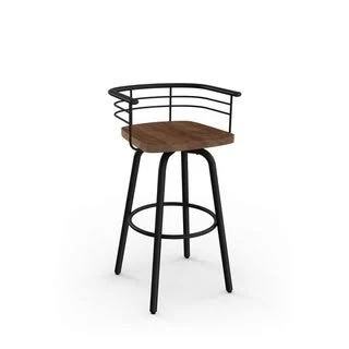 Amisco Brisk Swivel Counter Stool with Distressed Wood Seat (Brown Distressed Wood / Black Metal)