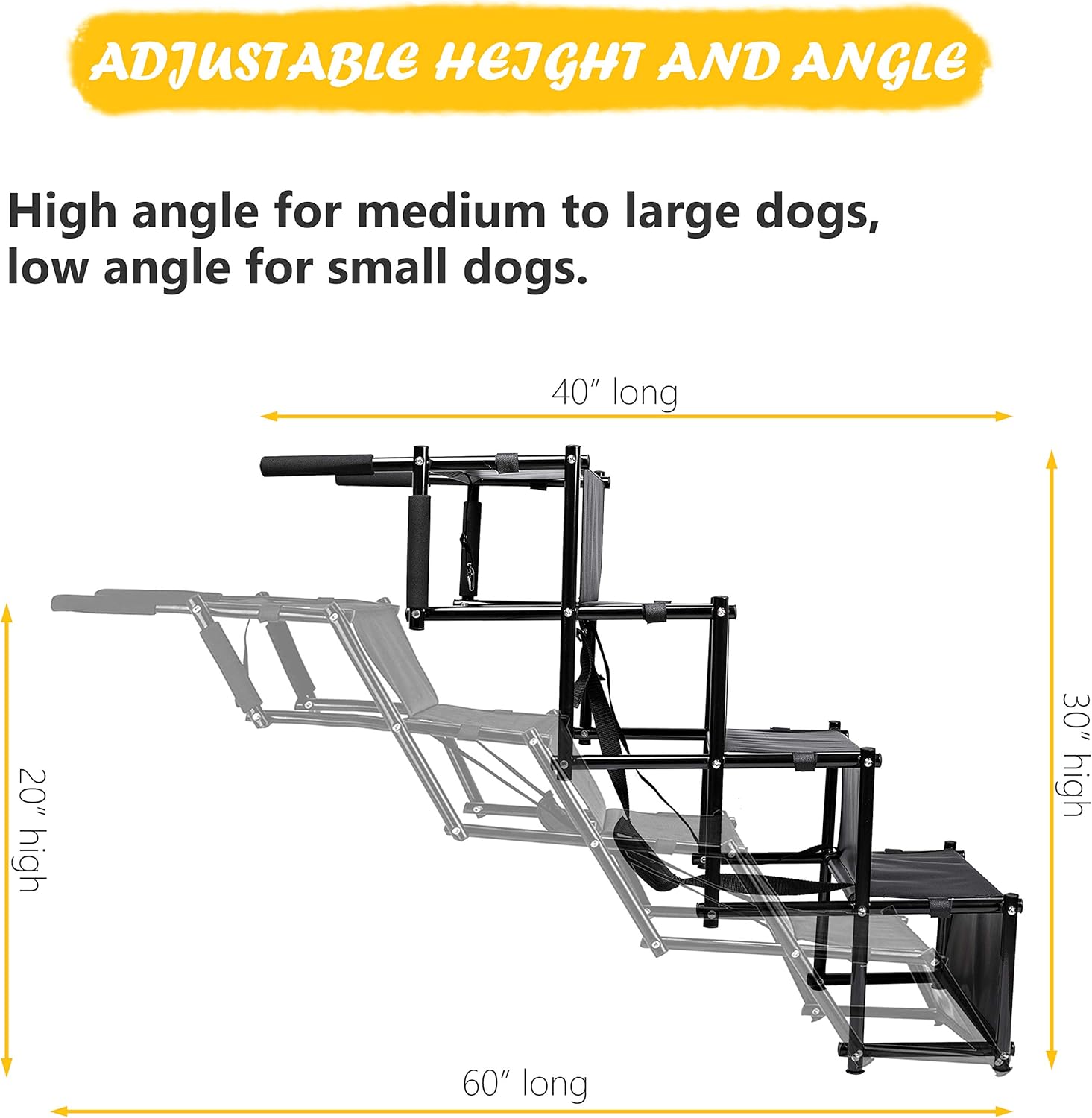 Zento Deals Foldable Car Dog Stairs - Premium Quality Adjustable Metal Ramp Lightweight Non-Slip Pet Stairs for Small and Large Dogs, Portable and Easy to Store Pack of 2