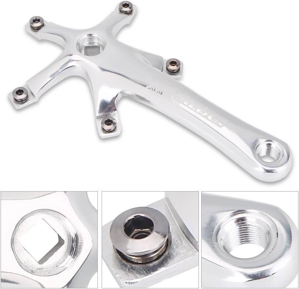 Dioche Bike Crankset, Bike Crank Arm Set, Aluminium Alloy Bike Single Speed Crankset, Left and Right Crank Arms Repair Parts for Mountain Bike, Road Bike (1 Pair) Pack of 2