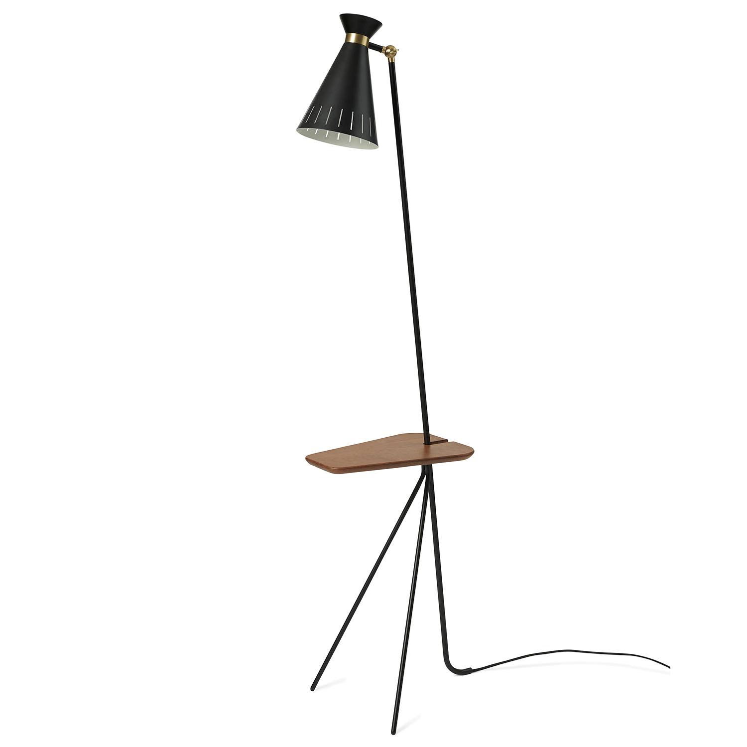 Warm Nordic Cone Floor Lamp with Table, Black