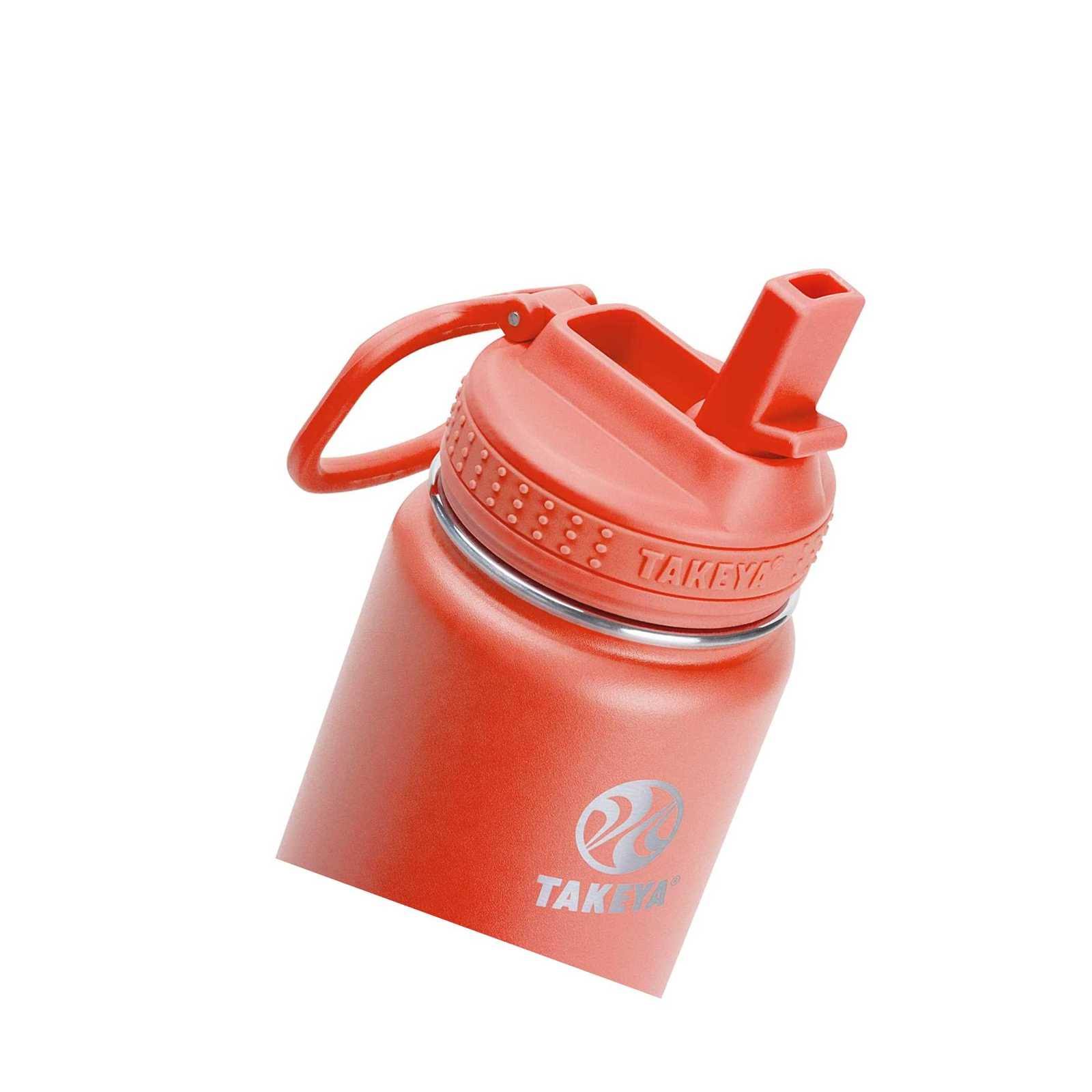 Takeya Actives Insulated Water Bottle w/Straw Lid, Coral, 22 Ounce