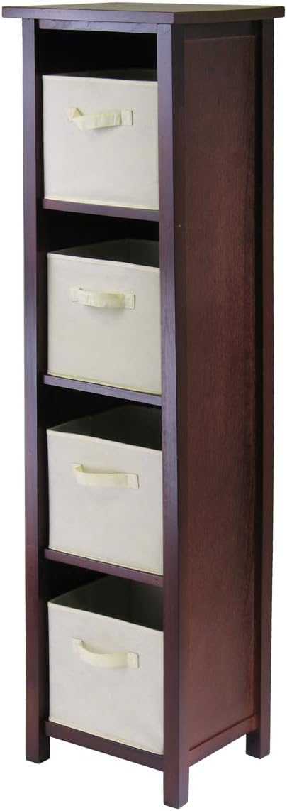 Winsome Verona Storage/Organization, 4 Small, Walnut/Black