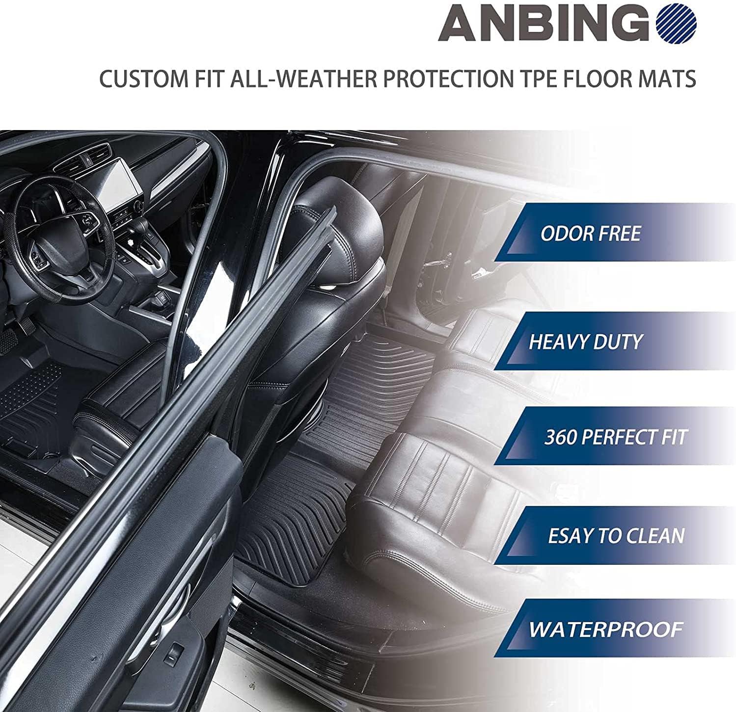 ANBINGO Floor Mats Custom for BMW X5 2019 2020 2021 2022 Waterproof Car Mats All Weather Guard Odorless TPE Heavy Duty Automotive Floor Liners Front & Rear Row Full Set Black BMW X5 (G05) Accessories