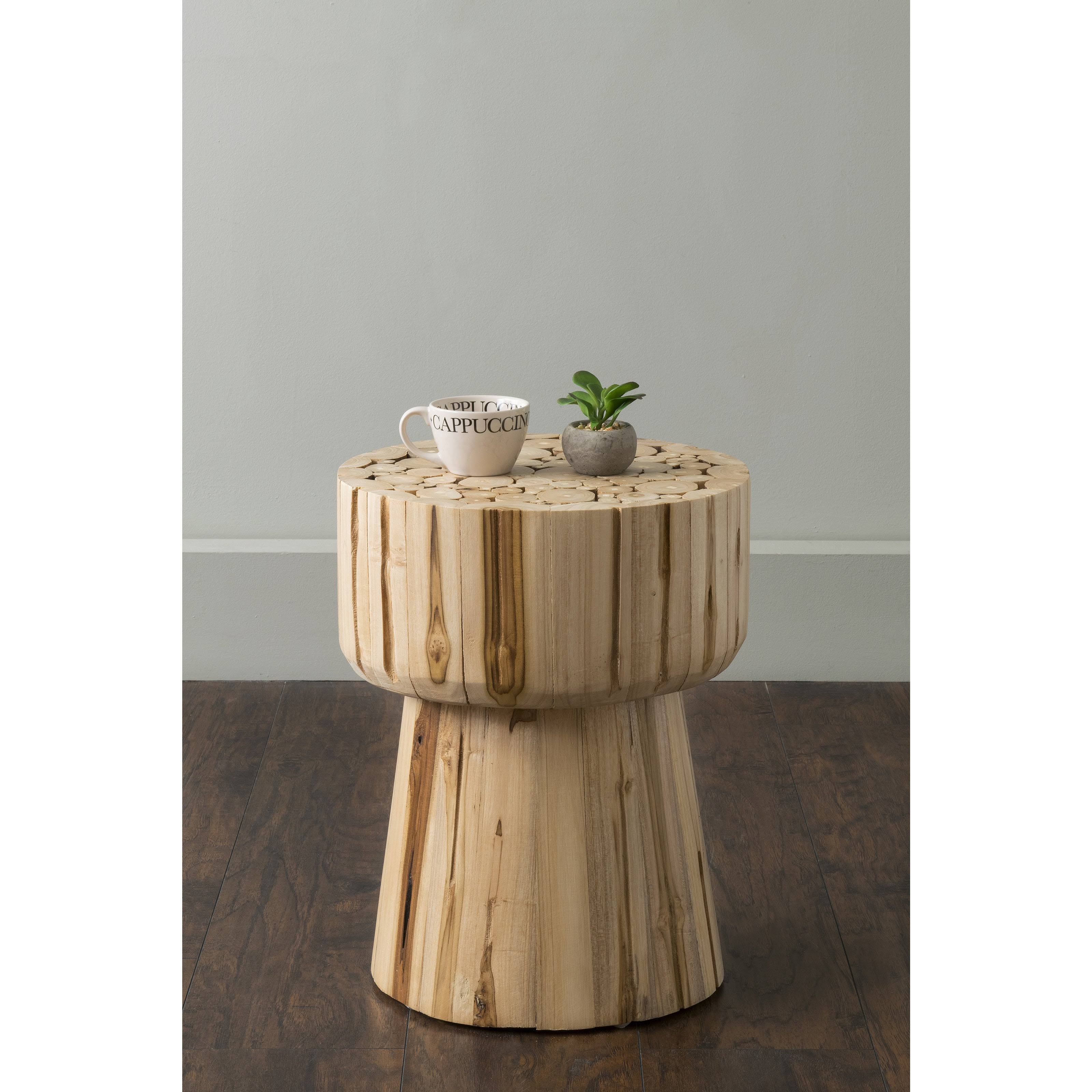 East at Main &s Lawton Brown Round Teak Log Accent Table