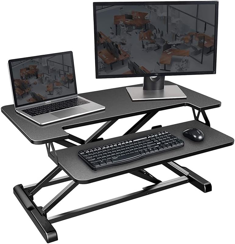 YAKEY Mobile Standing Desk, Height Adjustable Desk with Lockable Wheels Computer Workstation, Rolling Desk Laptop Cart for Standing or Sitting, with a Bottom Storage Shelf, Black