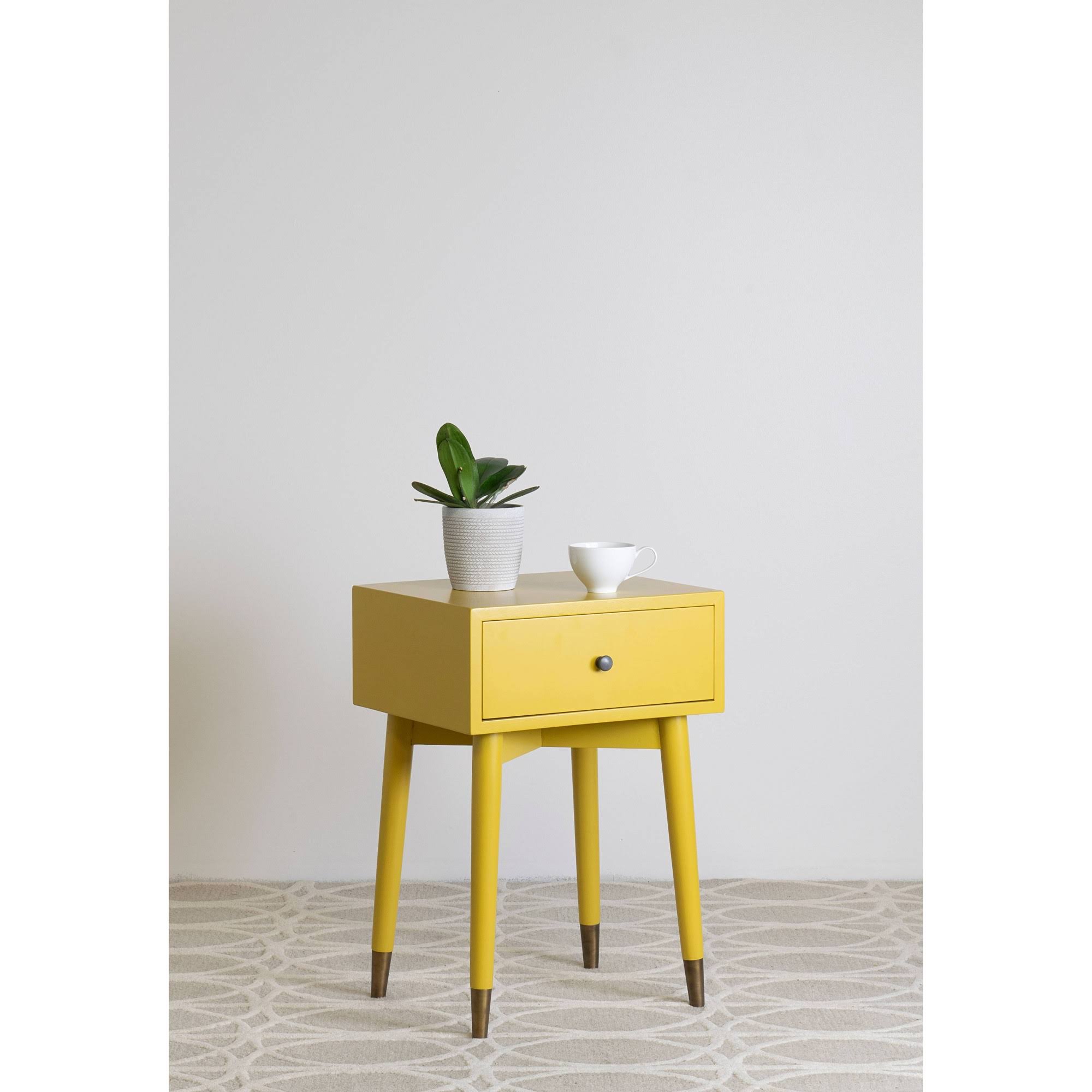 East at Main Weeks Acacia Wood Square Accent Table Yellow