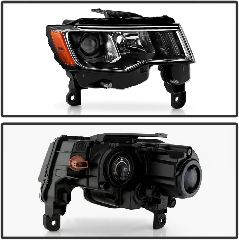 ACANII - For [Halogen w/Chrome Interior] 2017-2021 Jeep Grand Cherokee Projector Headlight Headlamp Right Passenger Side