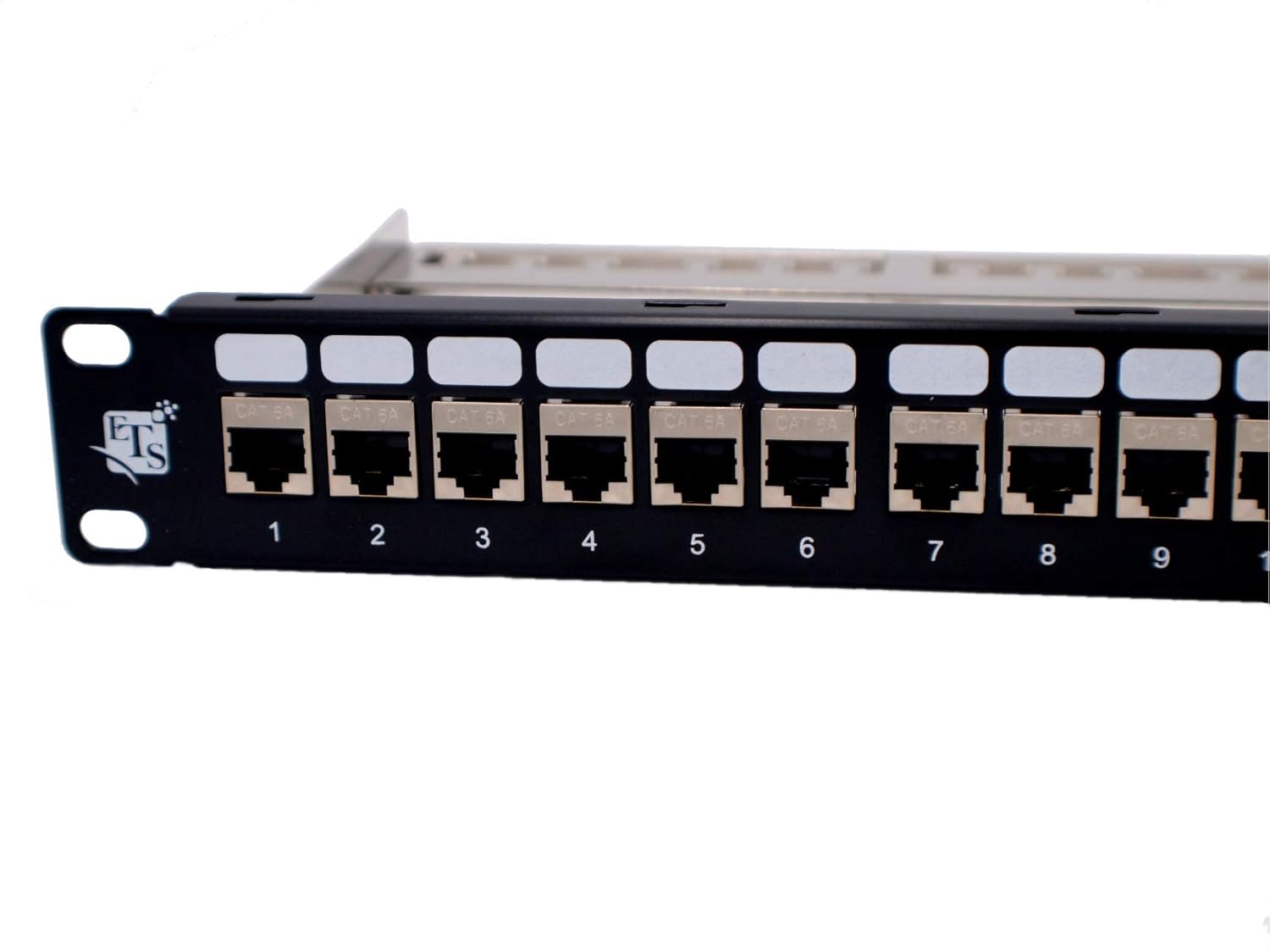 ETS 24-Port CAT6A FTP Shielded 1U Patch Panel 19-Inch Loaded w/Tool-Less Keystone Jacks Rackmount or Wallmount Pack of 2