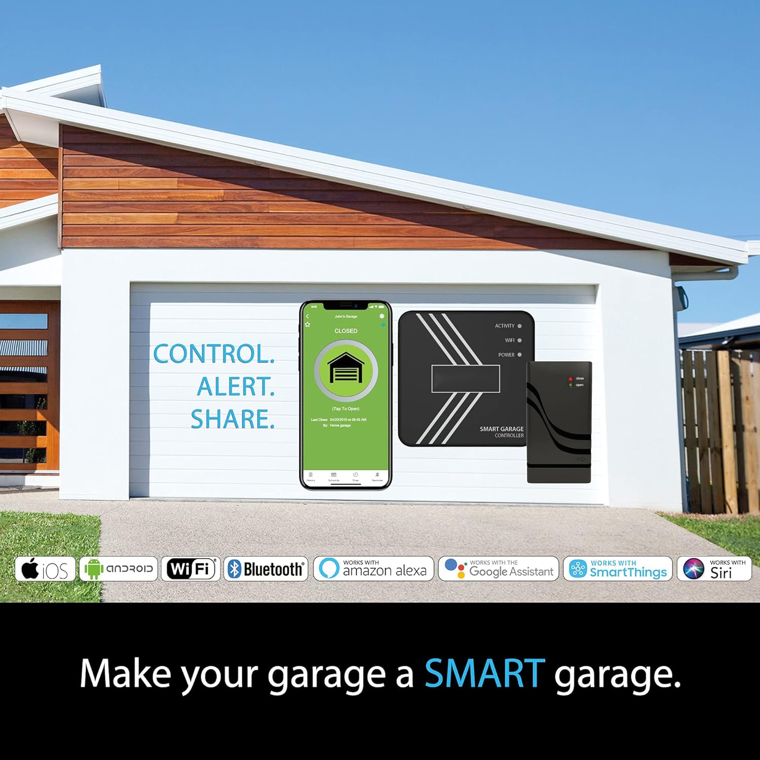 WiFi Smart, Garage Door Opener, Garage Rolling Shutter Switch Controller, Mobile Phone Timing Electric Rolling Shutter Remote Controller Pack of 2