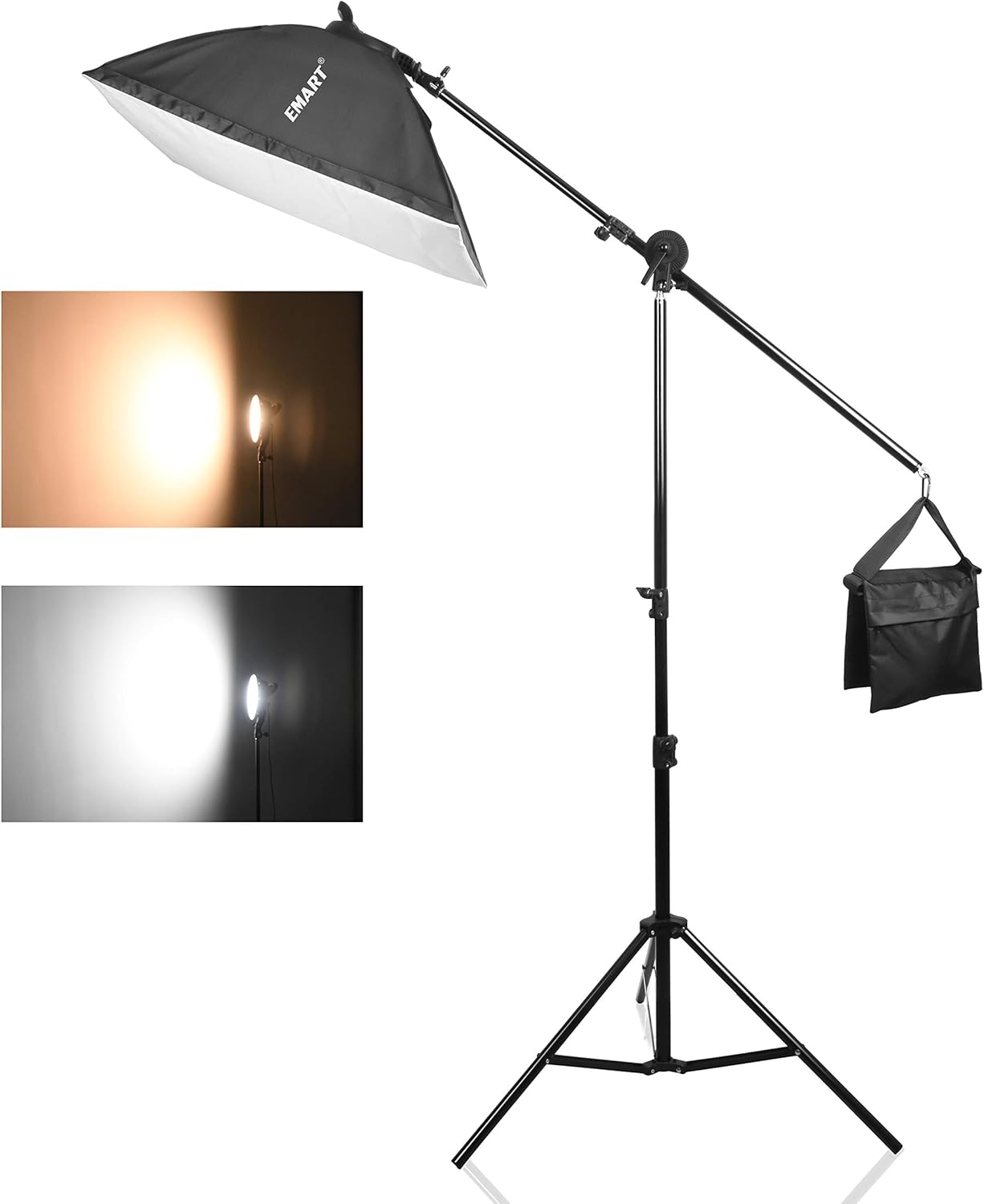 Emart 45W Dimmable LED with Double Color Temperature Continuous Lighting Studio Kit, Boom Arm Hairlight Softbox for Photography Lighting and Photo Vedio Shooting Pack of 2