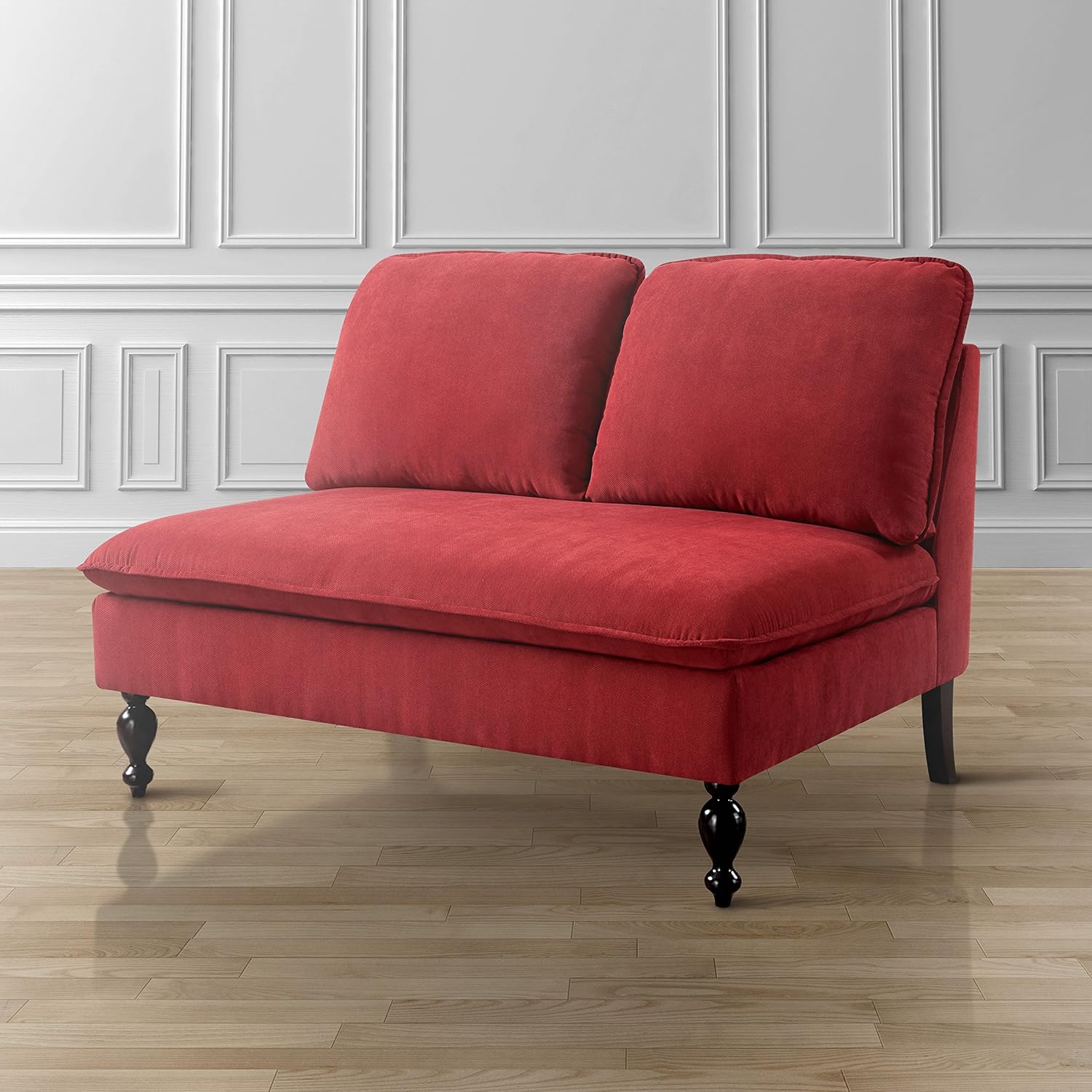 Furniture of America Deidre Romantic Split Back Loveseat Bench Red Red Finish