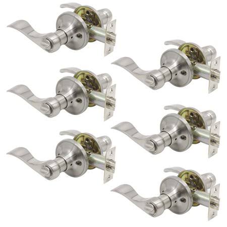 Probrico Privacy Door Lever Keyless Lock for Bedroom Bathroom Without Key in Brushed Nickel-Right/Left Handed Reversible 6 Sets