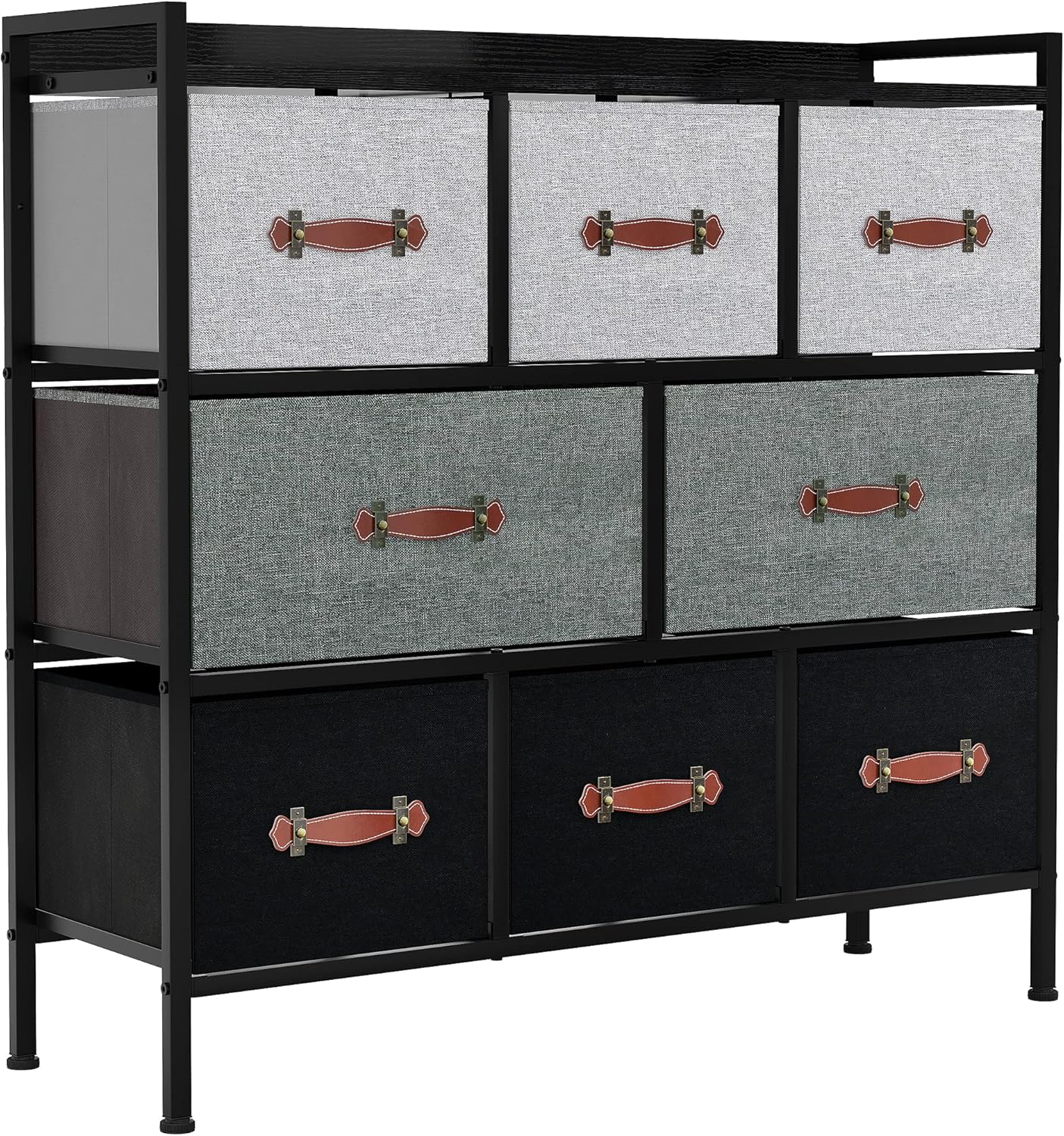 YITAHOME Dresser with 8 Drawers - Furniture Storage Tower, Organizer Unit for Bedroom, Living Room, Hallway, Closets & Nursery - Sturdy Steel Frame, Wooden Top & Easy Pull Fabric Bins (Black/Grey)