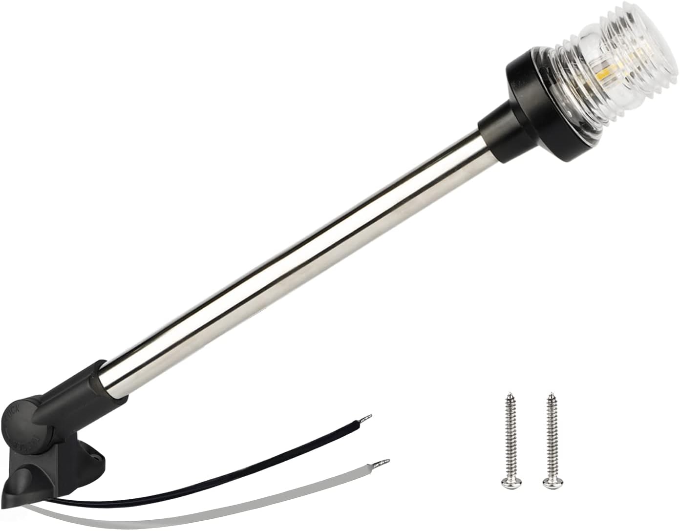 Anchor Light Bimini Light Stern Light All Round White LED USCG 3 NM Fold Down 10-24 Volt 16 Inch for Pontoon Pack of 2