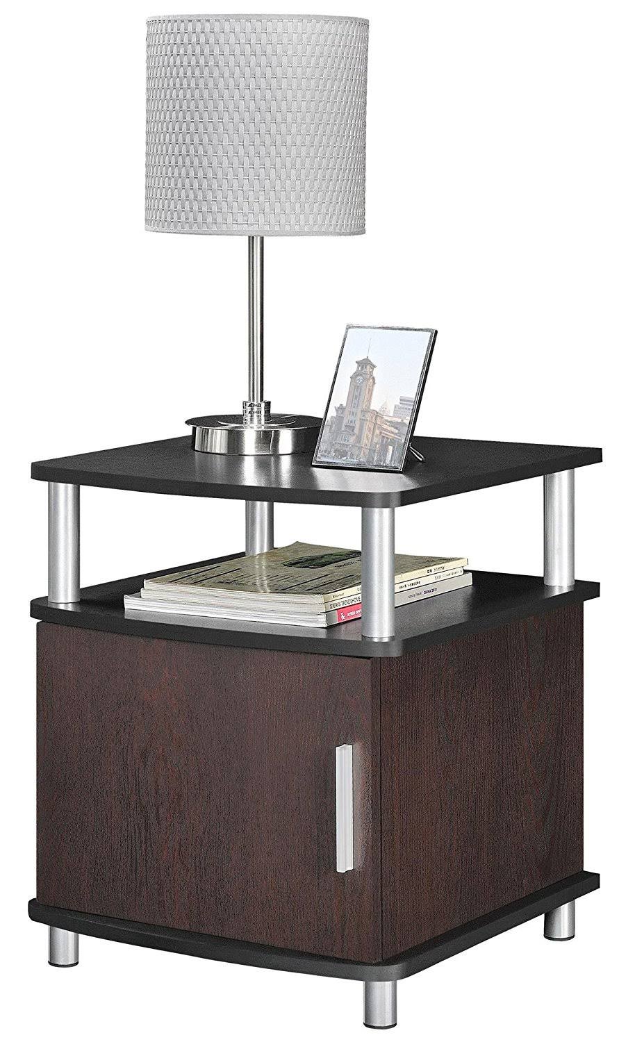 Ameriwood Home Carson End Storage Table, Cherry/Black