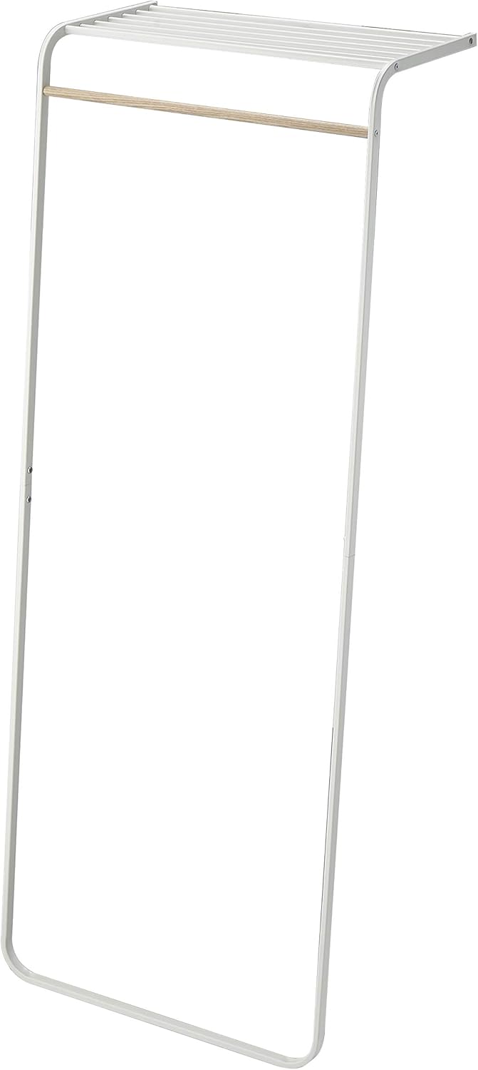 Yamazaki Home Leaning Shelf Coat Hanger, One Size, White Pack of 2