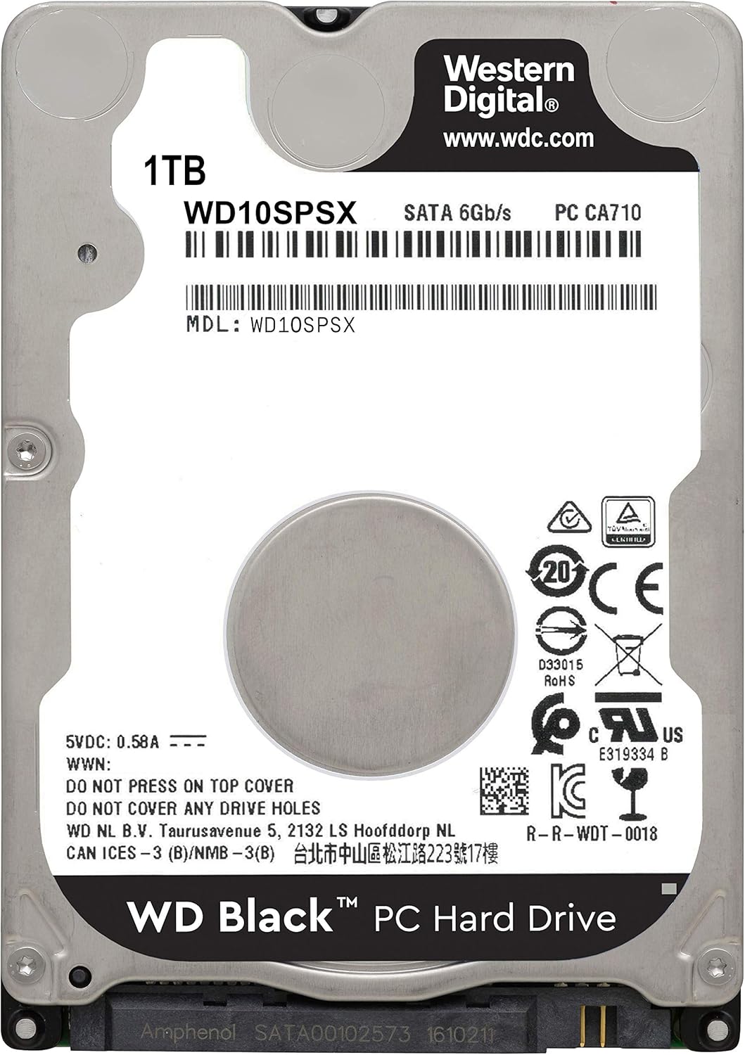 Western Digital 1TB WD Black Performance Mobile Hard Drive - 7200 RPM Class, SATA 6 Gb/s, 64 MB Cache, 2.5