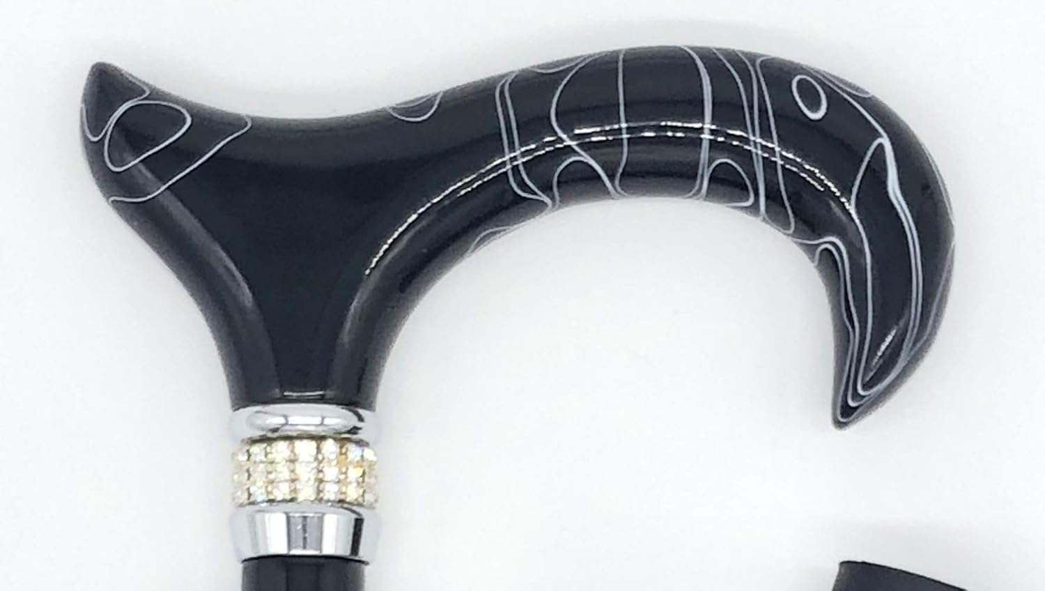 Classy Walking Canes CWC4355BKD Folding Rhinstones & Pearl Cane - Black, 33-37” Adjustable Height, Foldable Cane with Aluminum Shaft. Functional Grip Canes Pack of 2