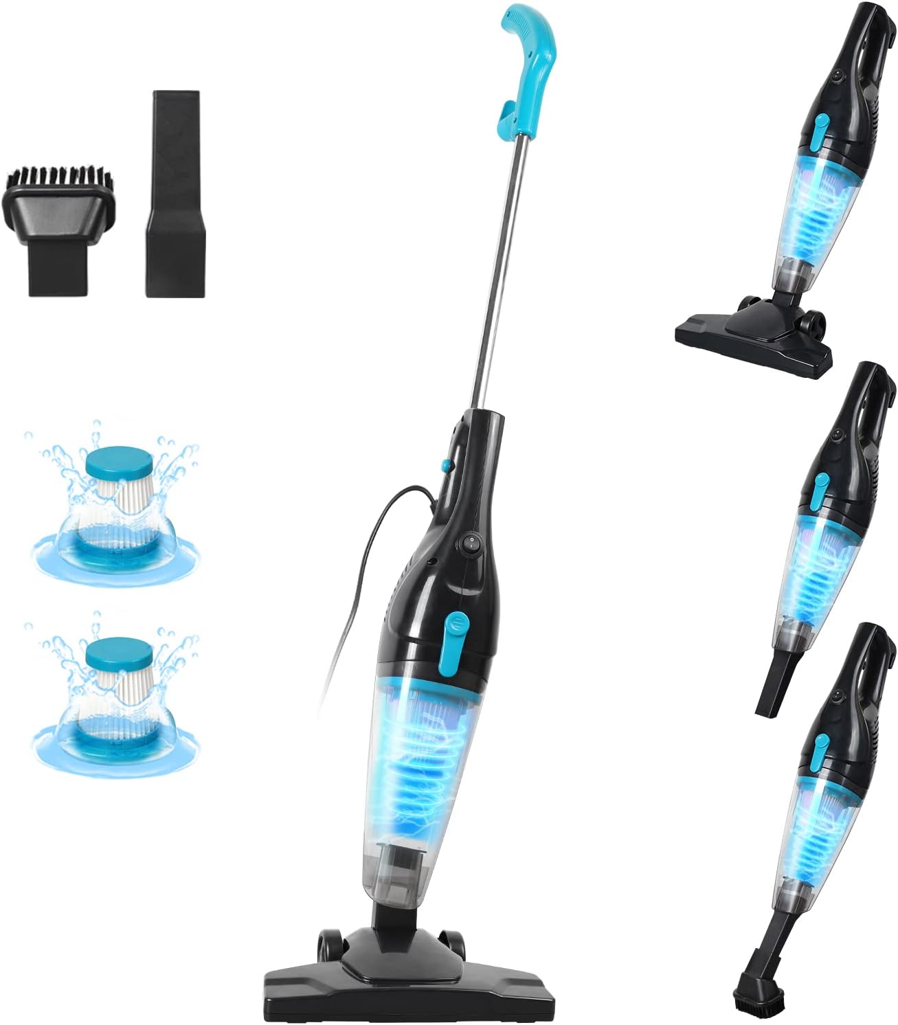 TC-JUNESUN Corded Vacuum Cleaner Upright Stick Lightweight 400W Bagless for Home Hard Floor pet Hair(Grey-blue)