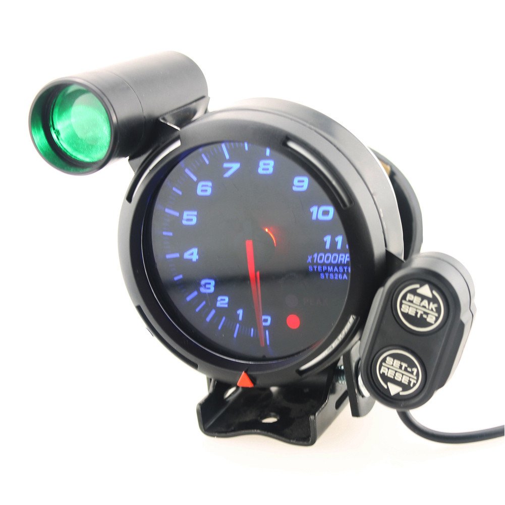 Anauto 12V Tachometer Gauge Kit 3.75 Inch 11000 RPM Universal Car Electronical Tachometer Gauge Kit Blue LED with Shift Light