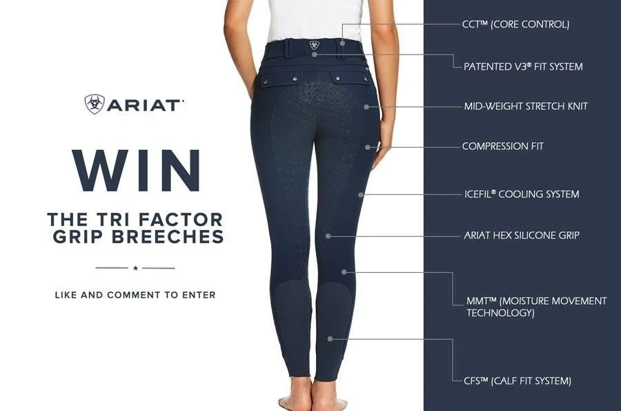 Ariat Tri Factor Grip Full Seat Breech-Blk-32-Long