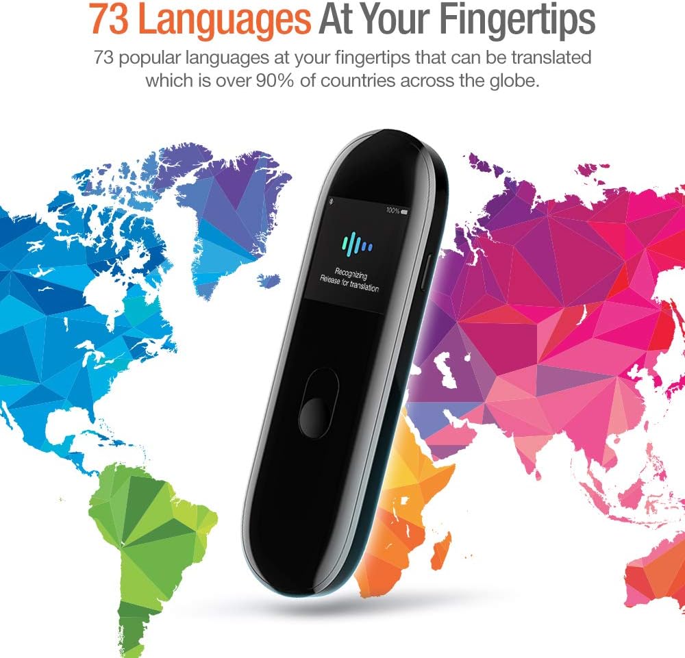CheetahTALK Plus CM Portable AI Real-time Language Translator (Support 73 Languages) Two Way Voice Interpreter Smart Translation Compatible with ISO/Android Device- Black