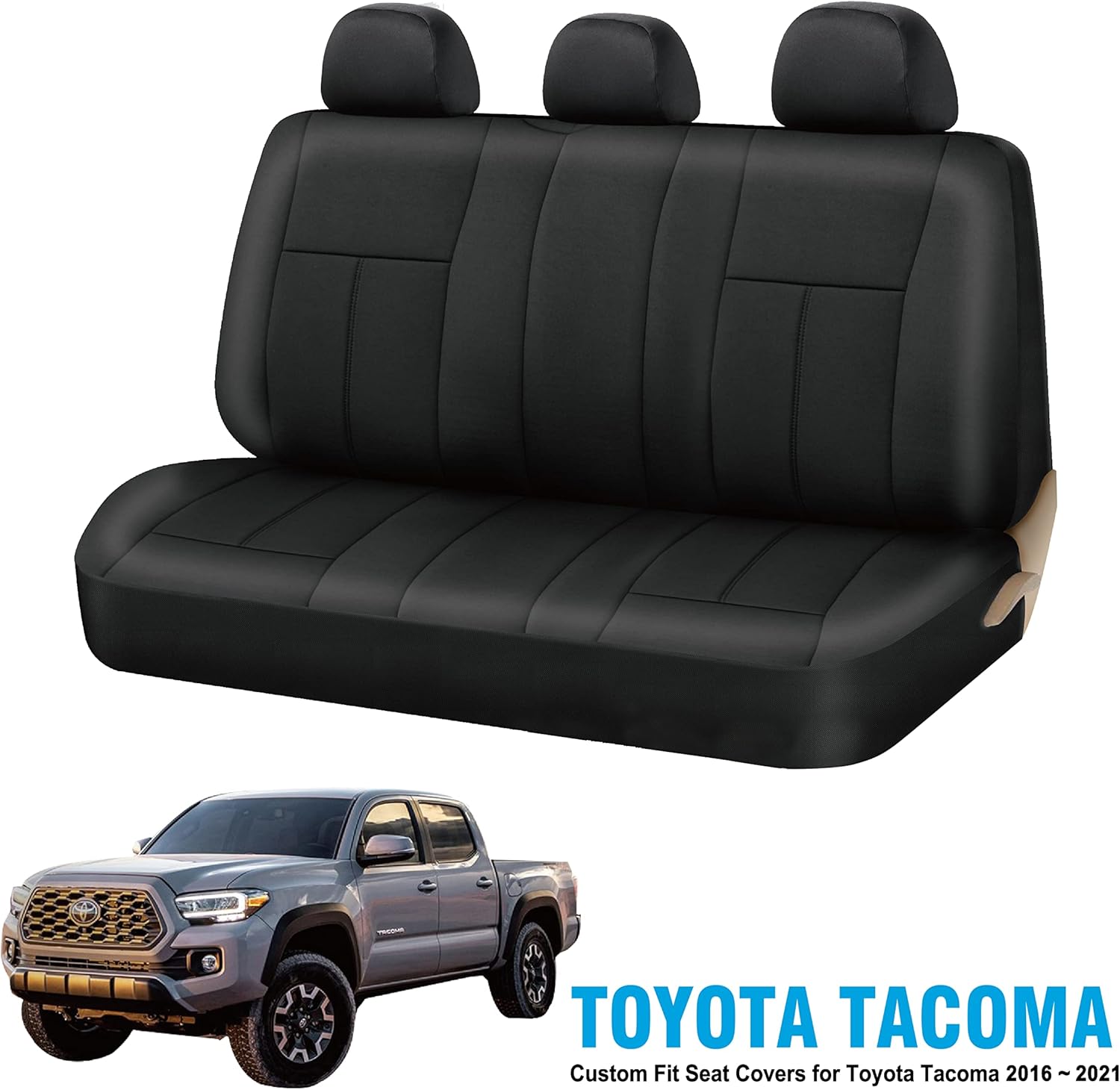 PIC AUTO Custom Fit Toyota Tocoma Front Seat Covers with 6mm Compound Foam, Customized for Toyota Tocoma 2016 2017 2018 2019 2020 2021 1st Row Bucket Seats, Made with Lycra Fabric (Black 4PCS)