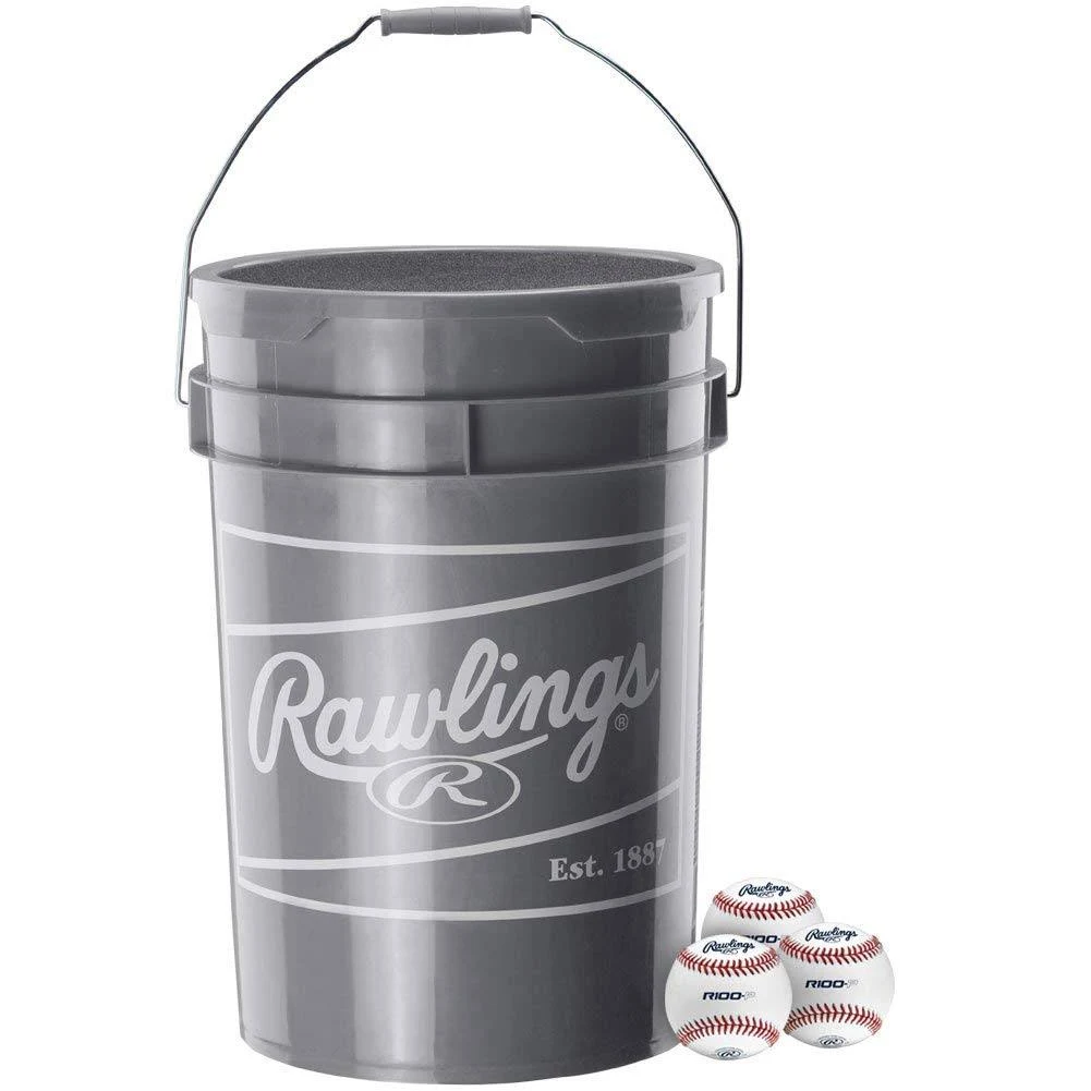 Rawlings R100P Exclusive Edition High School Baseball 24 Bucket 24 Ball Pack.