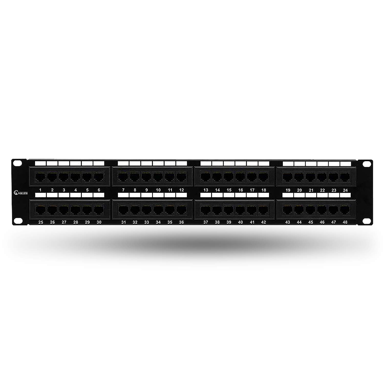 Newyork Cables 48 Port Patch Panel Cat6 | Rackmount or Wall Mount Rj45 Network Patch Panel | 2U Unshielded Punch Down Rack Easy to Install Color Coded Labels for T568A & T568B Wiring