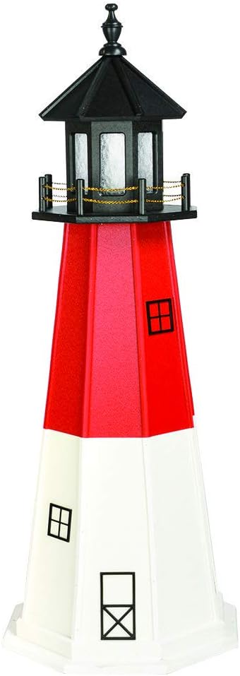 DutchCrafters Decorative Lighthouse - Poly, Barnegat Style (Cherrywood/White/Black, 3)