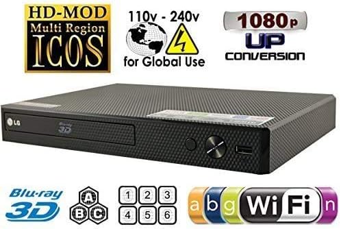 LG BPM-35 Region Free Blu-ray Player, Multi Region Smart WiFi 110-240 Volts, 6FT HDMI Cable & Dynastar Plug Adapter Bundle Package