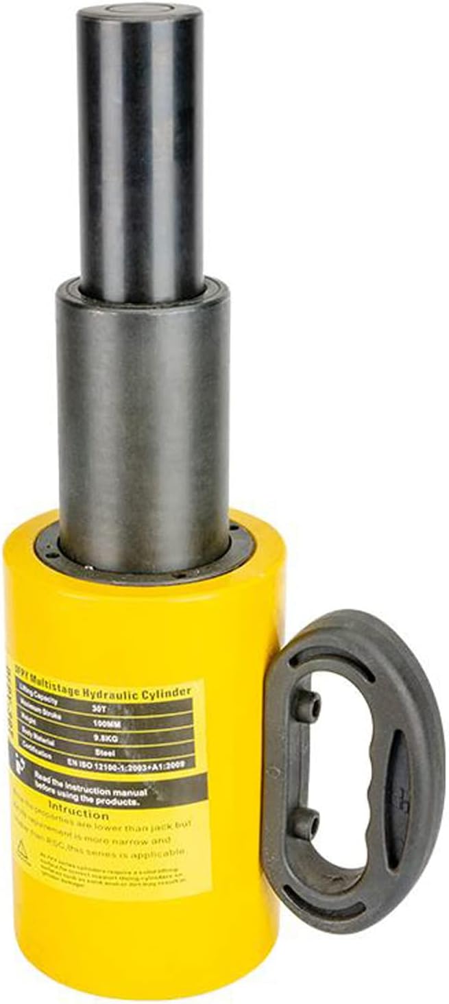 NEWTRY 30 ton Hydraulic Ram Jack Multi-Section Stroke 200mm(8inch) Short Type Protable Hydraulic Cylinder Industrial Lifting Jack, not for Car (30T)