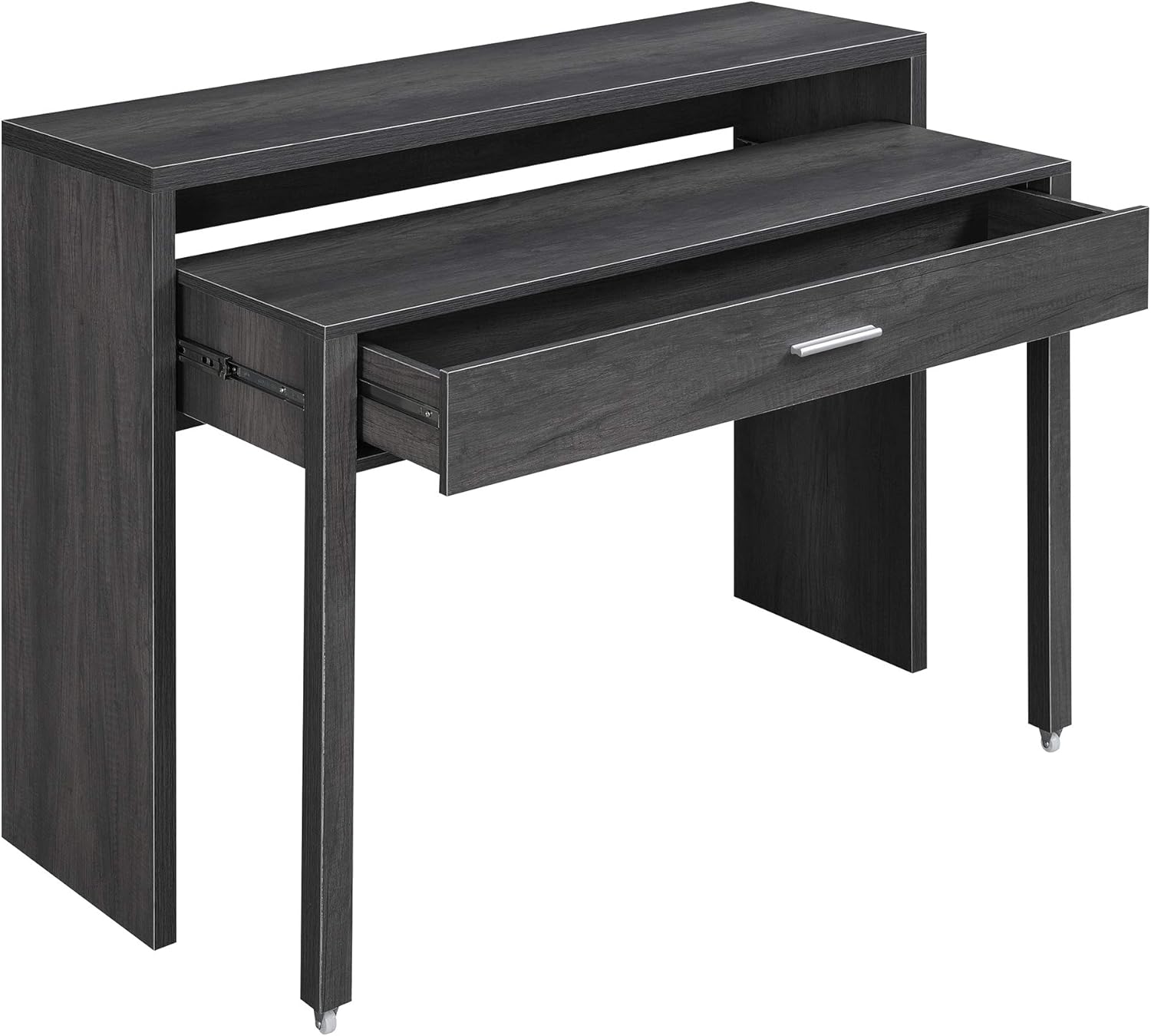 Convenience Concepts Newport JB Console/Sliding Desk with Drawer and Riser, Black