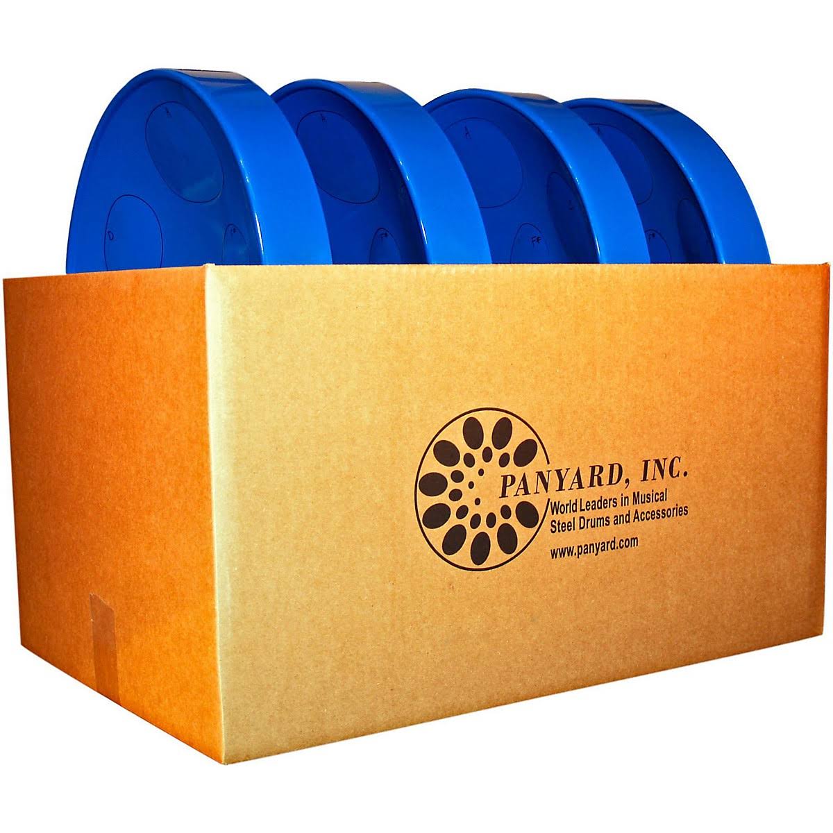 Panyard Jumbie Jam Educator&s Steel Drum 4-Pack with Table Top Stands Blue