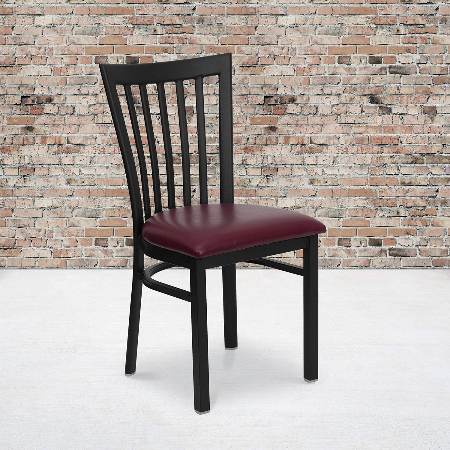 Flash Furniture HERCULES Series Black School House Back Metal Restaurant Chair - Walnut Wood Seat