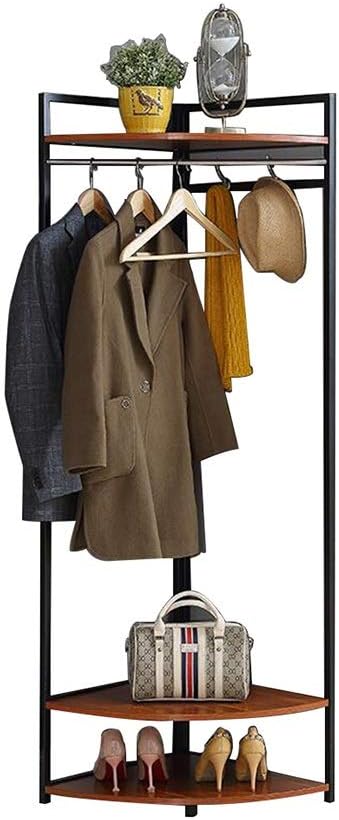 COAT RACK Feifei Corner with Storage Triangle Household Hanger Floor-Standing Holder - 2 Colors 2 Sizes (Color : Black, Size : 50×50×167cm)