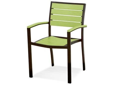 POLYWOOD Euro Recycled Plastic Dining Arm Chair Black POLYWOOD / Textured Black Aluminum - 190609046162