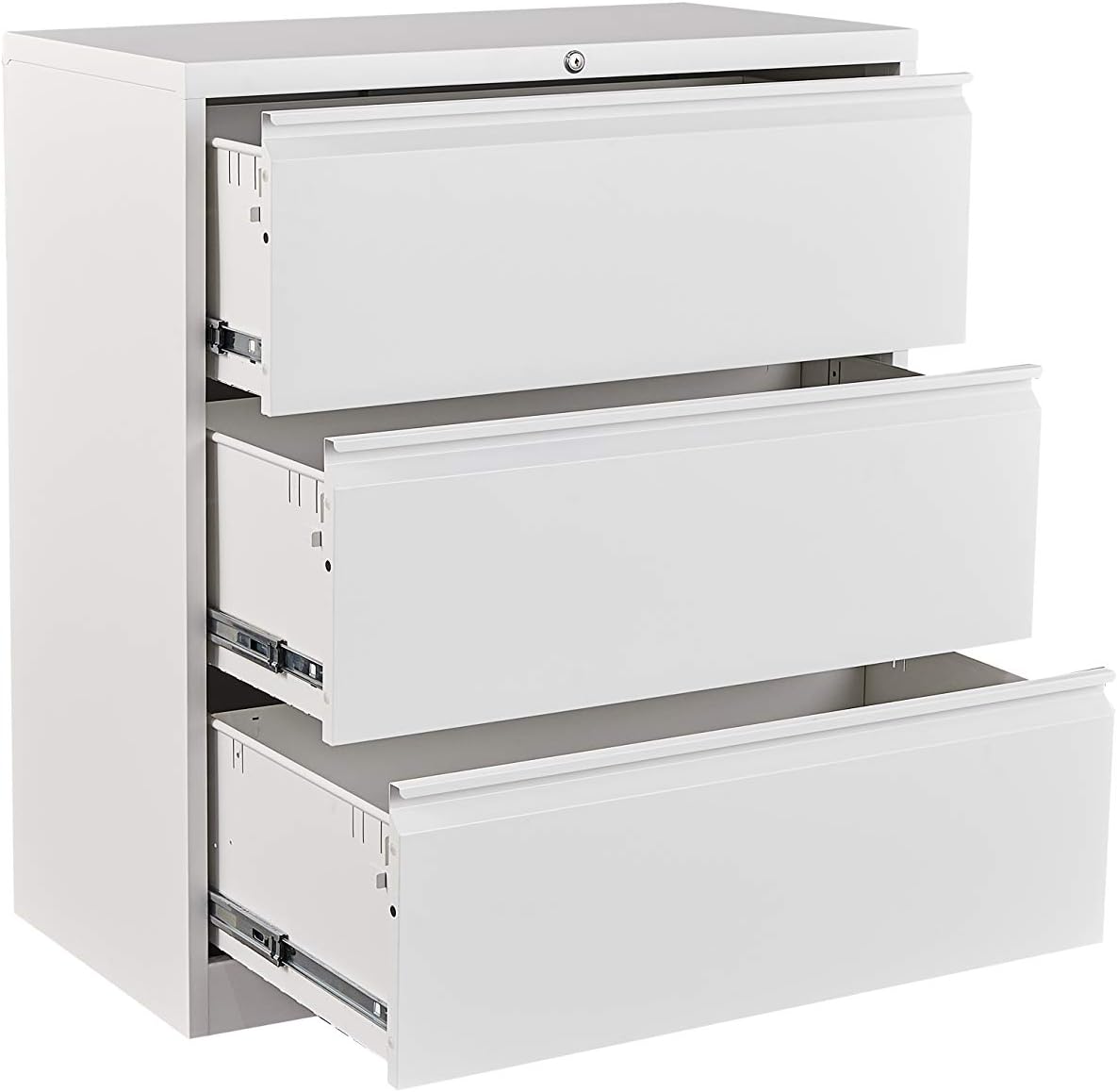 STEELCUBE 3 Drawer Lateral File Cabinet, 3 Drawer Lateral File Cabinet with Lock, Metal Lateral File Cabinet for Home and Office. (Black)