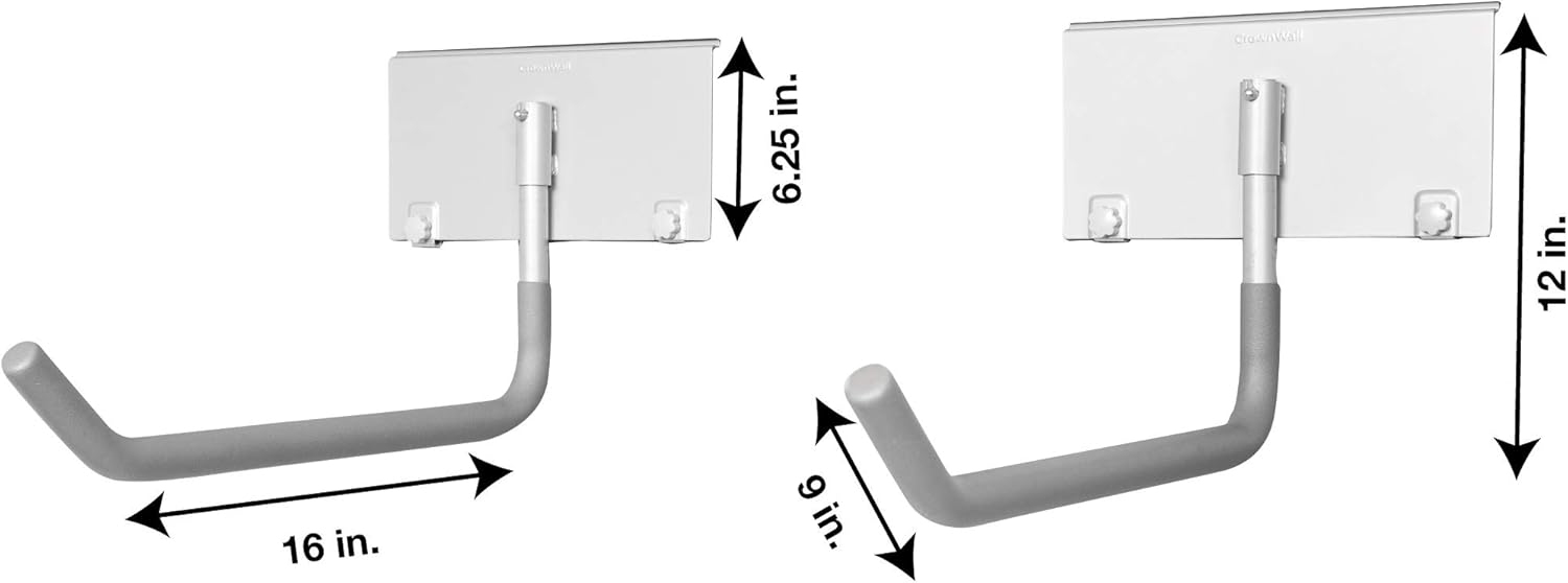 Crownwall Slat Wall Storage Organizer, Steel Locking Collapsable Big J Kayak Hooks, Slatwall Accessories Panels (1 Pair) Pack of 2
