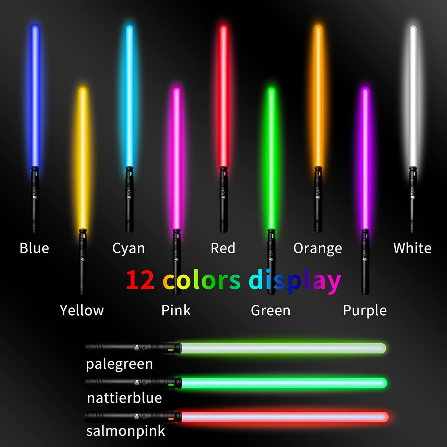 Lukidy 2Pack Lightsaber Metal Hilt 12 Colors Changeable Battery Rechargable 2-in-1 Double-Bladed FX Dueling Light Saber Cosplay Toy for Kids 3 Sound Mode Force FX Light Sword for Adults Forge