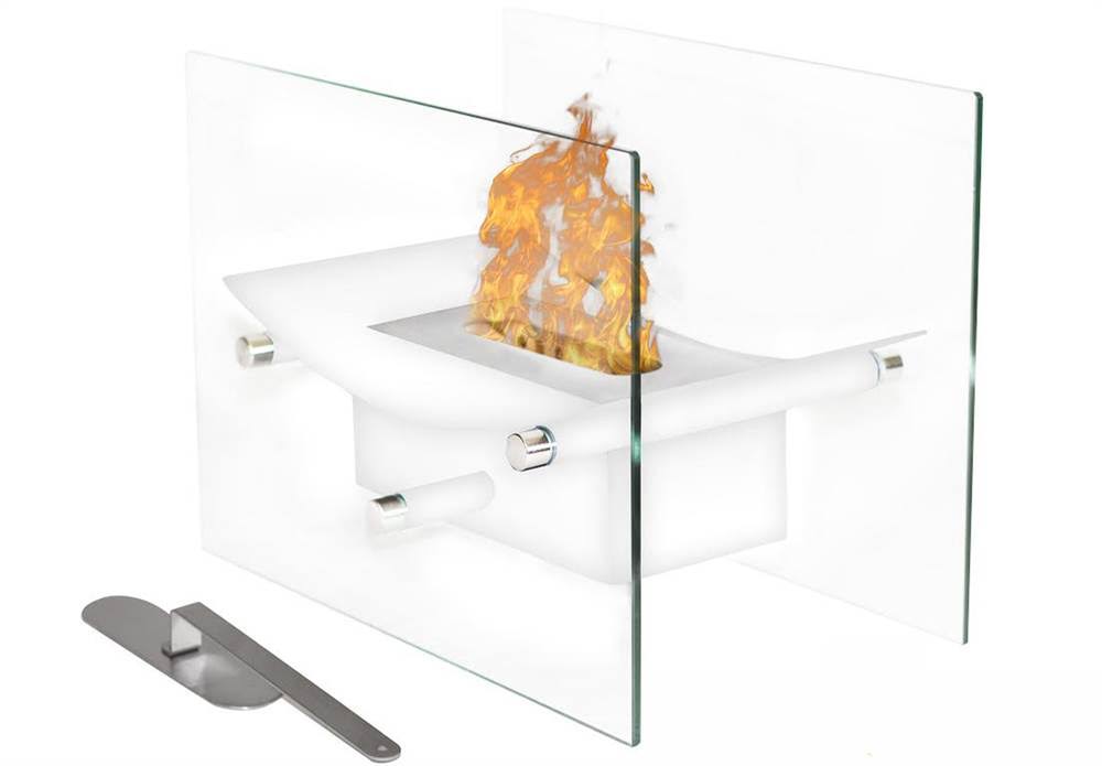 Moda Flame Cavo Table Top Ventless Bio Ethanol Fireplace in White