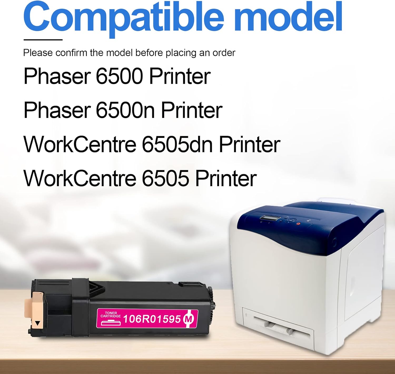 Compatible 1 Pack 106R01595 High Yield Toner Cartridge Replacement for Phaser 6500n 6500 WorkCentre 6505dn 6505 Printer, Magenta-Sold by DIOUSAINK. Pack of 2