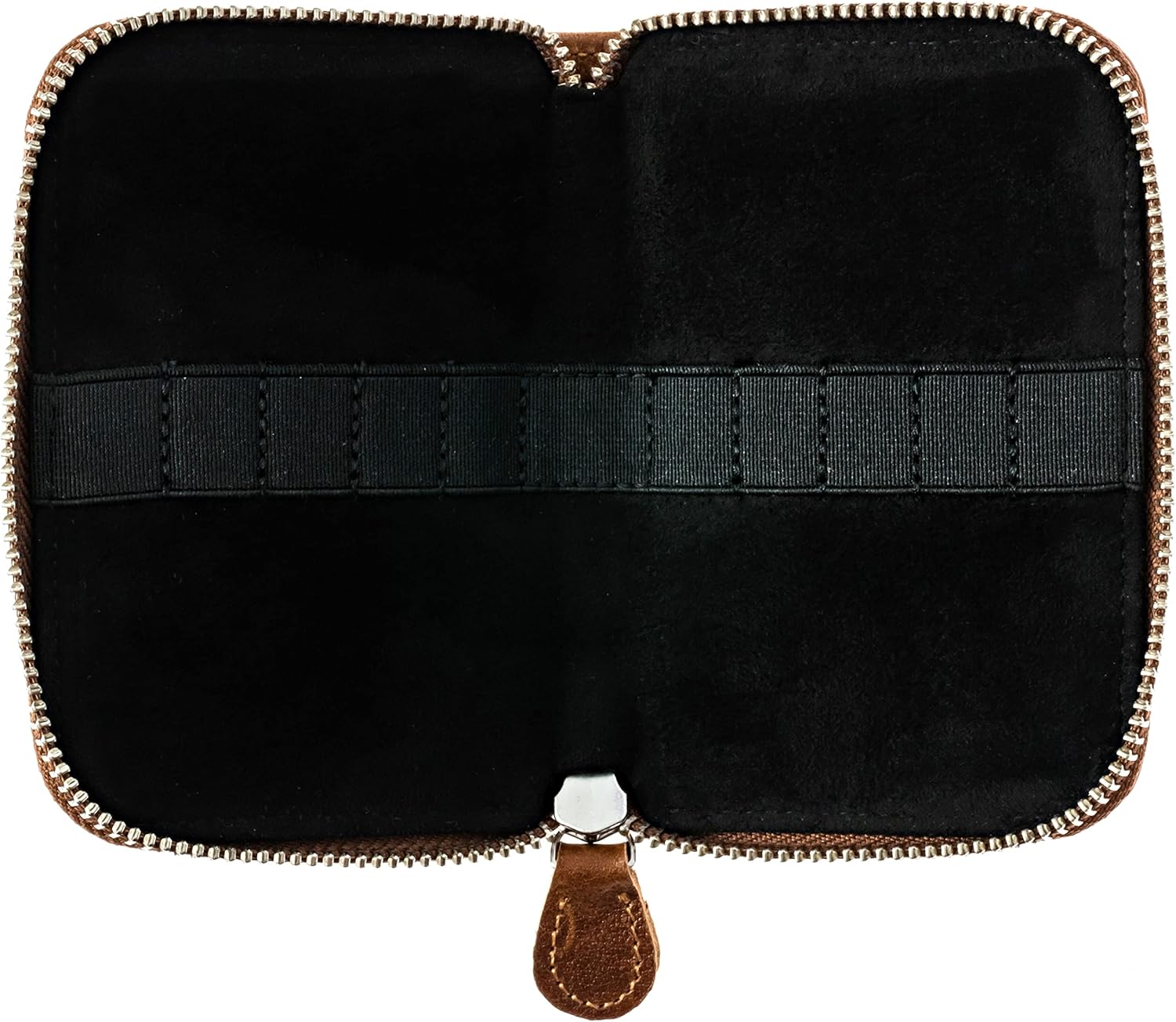 Leather Zipper Screwdriver Case (No Tools) by W&S for Travel and Storage of Screwdriver Set: Zipper Case Securely Holds Screwdrivers (Sold Separately) - Brown Leather, Black Suede