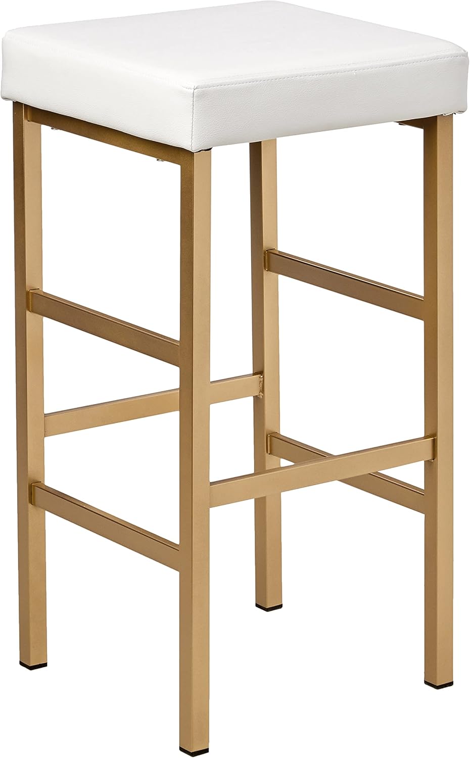 OSP Home Furnishings Backless Stool with Gold Frame, 30-Inch, White