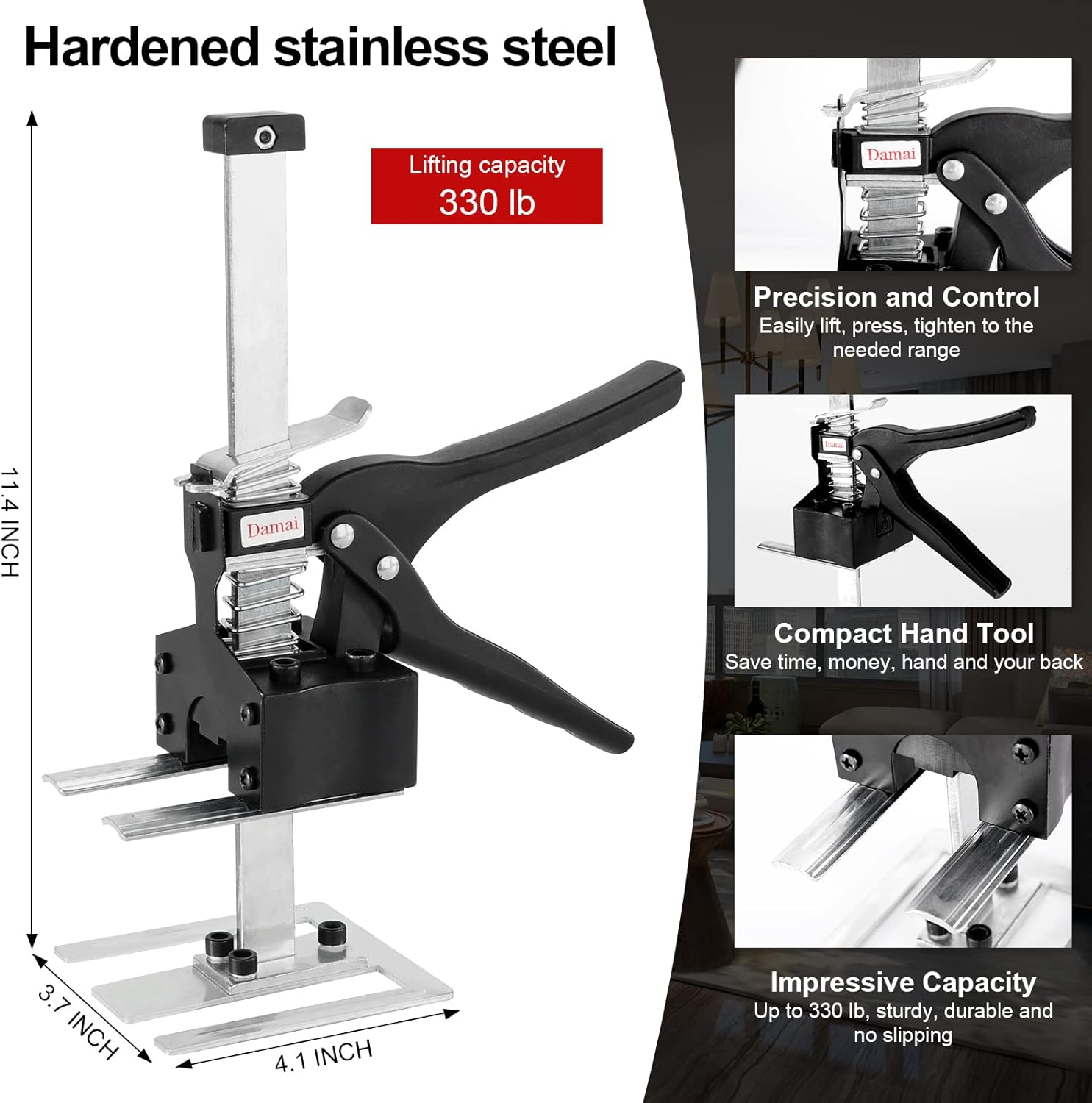 Generic Arm Lift Tool Jack, 2 PCS Labor Saving Arm, Drywall Lift, Furniture Labor-Saving Jacks, Cabinet Jacks For Installining Cabinets, Wall Tile Adjuster, Up To 330lb, Silver, Black Pack of 2