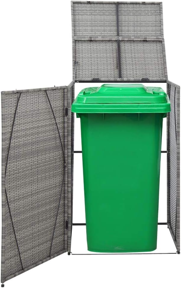 FAMIROSA Single Wheelie Bin Shed Anthracite 29.9x30.7x47.2 Poly Rattan